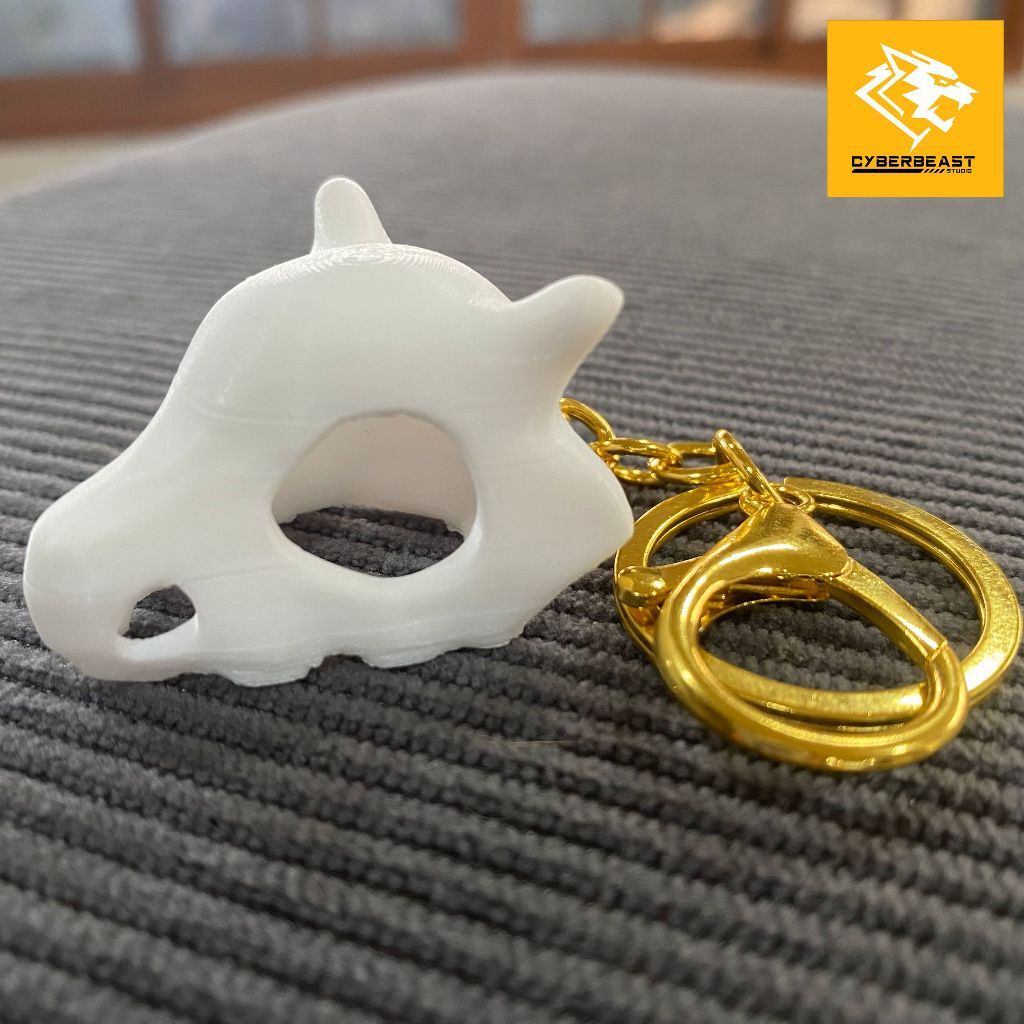 พวงกุญแจ Cubone โปเกมอน รูปหัวกะโหลก 3D Printed ห้อยกระเป๋า กุญแจ Cubone Skull Keychain 3D Pokemon