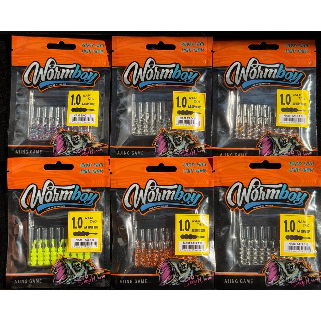 Ajing เหยื่อยาง Wormboy รุ่น Nam Tao น้ำเต้า 1.0 นิ้ว สำหรับตกปลา Ajing และ Light Game / Wormboy Nam Tao 1.0