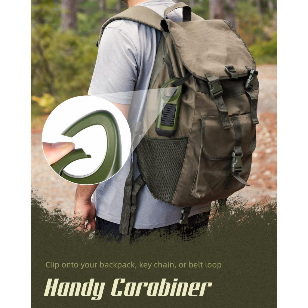 ไฟฉายพลังงานแสงอาทิตย์แบบมือหมุน LED Dynamo ชาร์จไฟได้ ไฟฉายทรงพลังกันน้ำได้ สำรองฉุกเฉินในกรณีภัยพิบัติ - รูปที่ 4