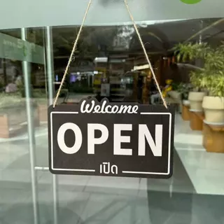 ป้ายปิดเปิด ร้าน 2ด้าน ไม้เนื้อแข็ง ป้ายแขวน ปิดเปิด ป้ายประตูร้าน OPEN CLOSED แขวนหน้าร้านได้ทันที สำหรับร้านค้า คาเฟ่