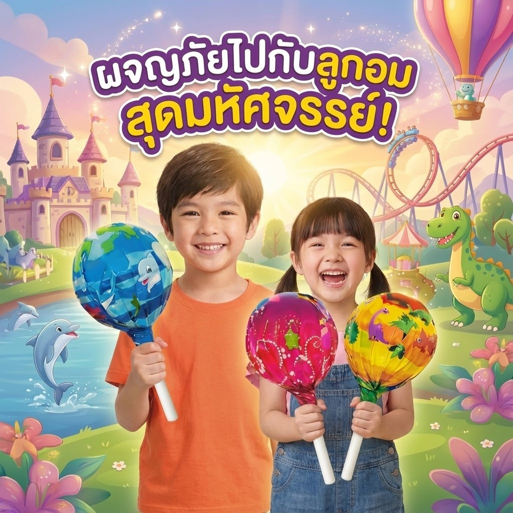 [พร้อมส่ง] ลูกอม อมยิ้ม Dolph'n ลายการ์ตูน ไดโนเสาร์ เจ้าหญิง โลมา ขนมเด็ก อมยิ้มก้านยาว ของว่างเด็ก รสผลไม้