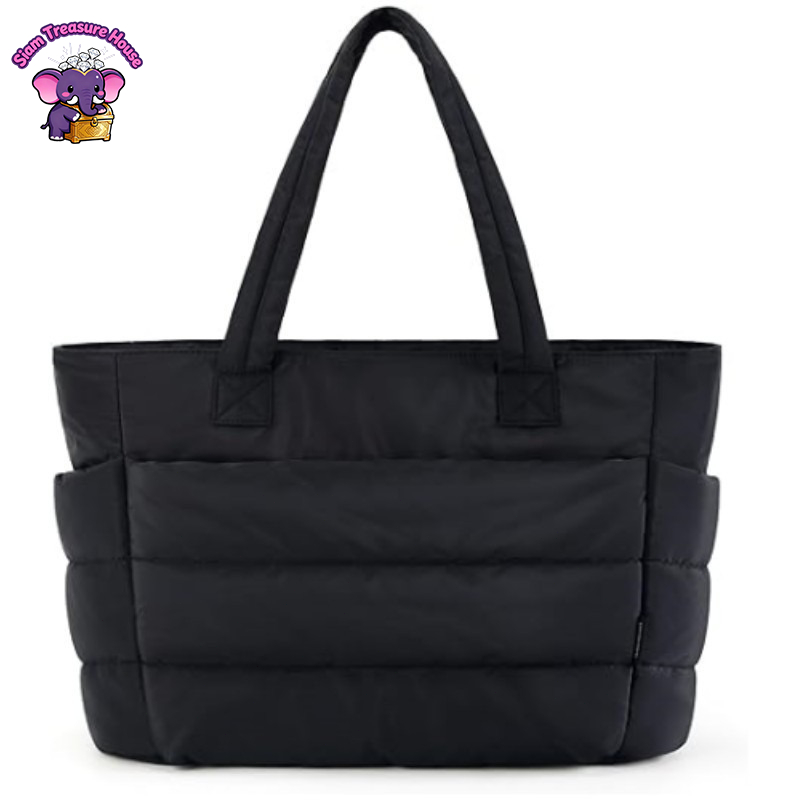 พร้อมส่งจาก ไทยกระเป๋าถือสุภาพสตรีแฟชั่นกันน้ําTote Bagกระเป๋าบุนวมลําลอง, กระเป๋าสะพายไหล่ผู้โดยสารความจุสูงกัน