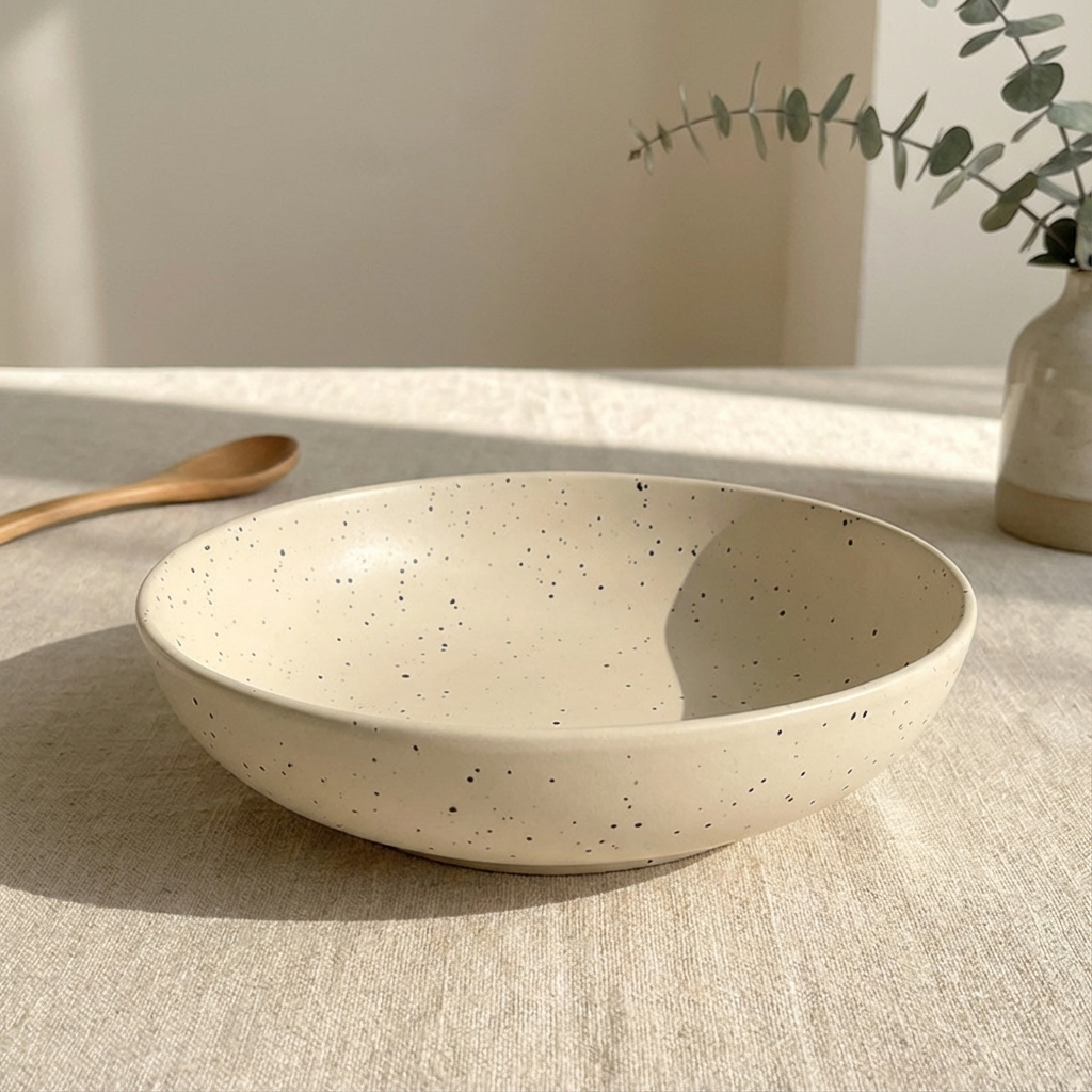 🥣จานเซรามิค จานมินิมอล จานก้นลึก ลายจุด Ink Splash สไตล์เกาหลี จานพาสต้า จานสลัด เข้าไมโครเวฟได้✨ - รูปที่ 2