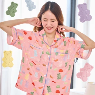 (มีส่งด่วน)Gnight.Butter PJs l ชุดนอนสีโอลโรส ลายเยลลี่ กันโป๊โนบราได้ ไม่ต้องรีด (มีไซส์ใหญ่)