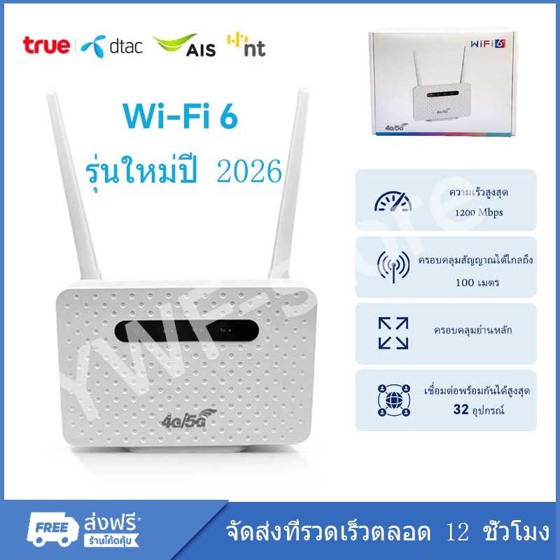 เร้าเตอร์ใส่ซิม เราเตอร์ 4G/5G Router wifi 1200Mbps 2.4Ghz ใช้ได้กับซิมทุกเครือข่าย เสียบใช้เลย