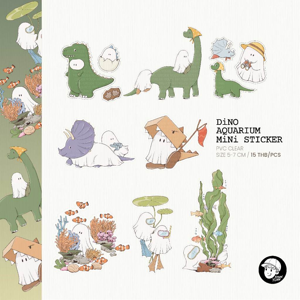 New! MIni Sticker Museum collection สติกเกอร์ไดคัท ขอบใส กันน้ำ - khunyunn