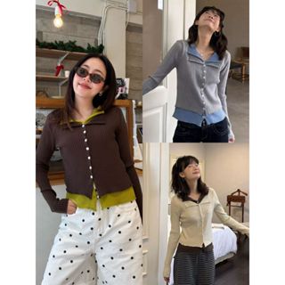 Muffy 2 Layer - แขนยาวไหมพรม แต่งดีเทล 2 เลเยอร์ (พร้อมส่ง)