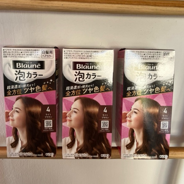 หิ้วเอง ส่งจากไทย ปิดผมขาว แบบโฟม Liese Blaune No.4 Light Brown น้ำยาย้อมผม ย้อมหงอก ยาย้อมผม