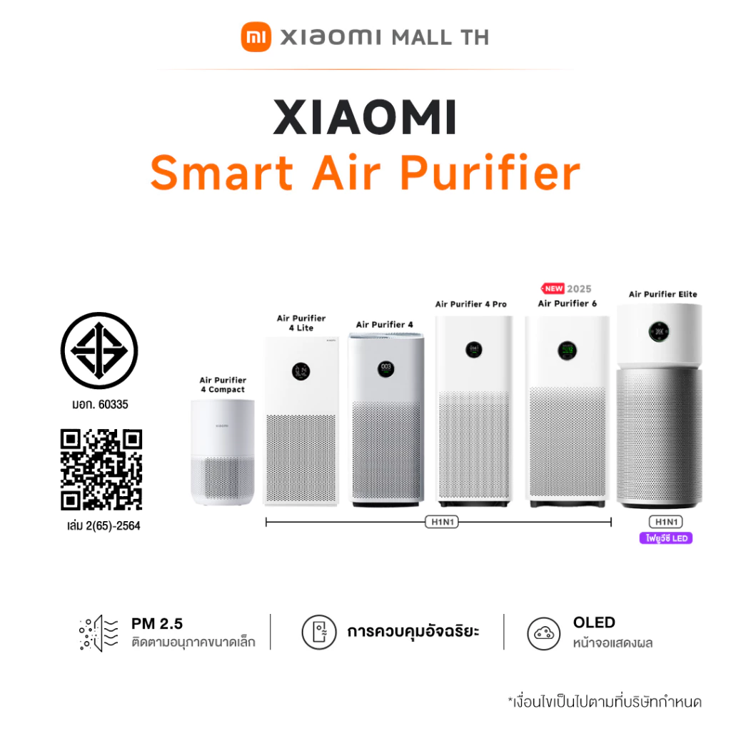 XIAOMI Smart Air Purifier Max/Elite/4/4 Compact/4 Lite/4 Pro/4 Filter/4 Lite Filter/Air 6 เครื่องฟอกอากาศกำจัด PM 2.5