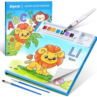 [แถมพู่กัน 2 ด้าม] JoyCat สมุดระบายสีน้ำ 3-in-1 Watercolor มีจานสีในตัว ระบายสีได้ทันที ไม่ต้องใช้แก้วน้ำ ของเล่นศิลปะ