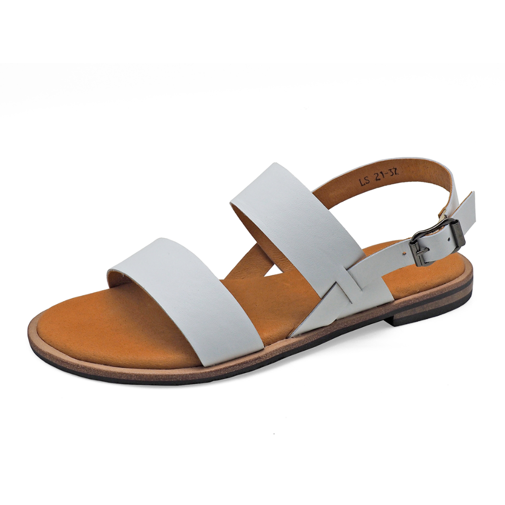 TAYWIN(แท้) รองเท้าแตะหนังแท้ ผู้หญิง รุ่น LS-21 หนังนิ่มสีขาว