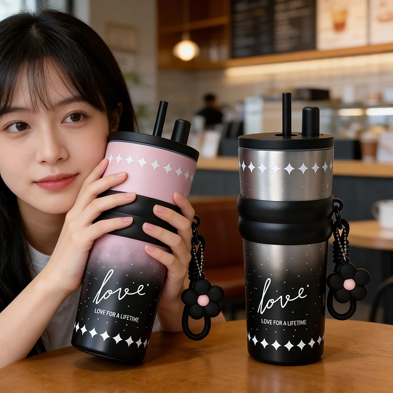 แก้วน้ำสแตนเลส316 แก้วเก็บความเย็น  เคลือบเซรามิก 710ml กระติกน้ำร้อน แก้วขนาดใหญ่-271 thumbnail 6