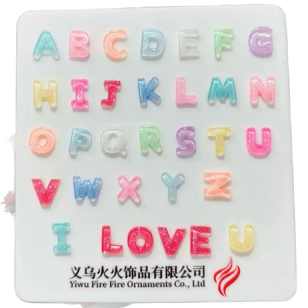 เรซิ่นตัวอักษรภาษาอังกฤษคละ นำมาตกแต่งตามใจชอบ DIY หลากหลายแบบ 50ชิ้น/ห่อ สินค้าพร้อมส่ง