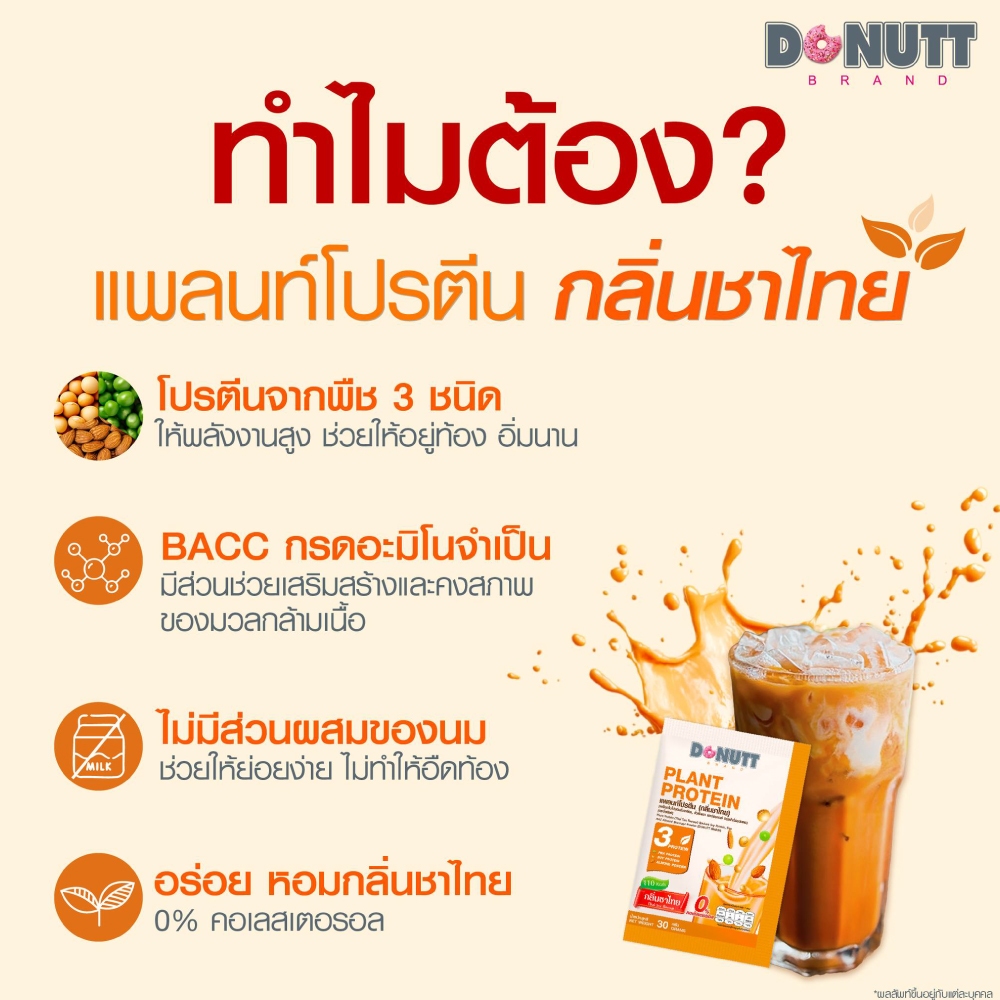 DONUTT โดนัทท์ แพลนท์ โปรตีน กลิ่นชาไทย 201811 รูปที่ 4