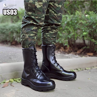 Combat Boots / คอมแบท รุ่น US03/US03C หนังขัดมัน พื้นรถถัง พื้นเบา by Srichaigroup