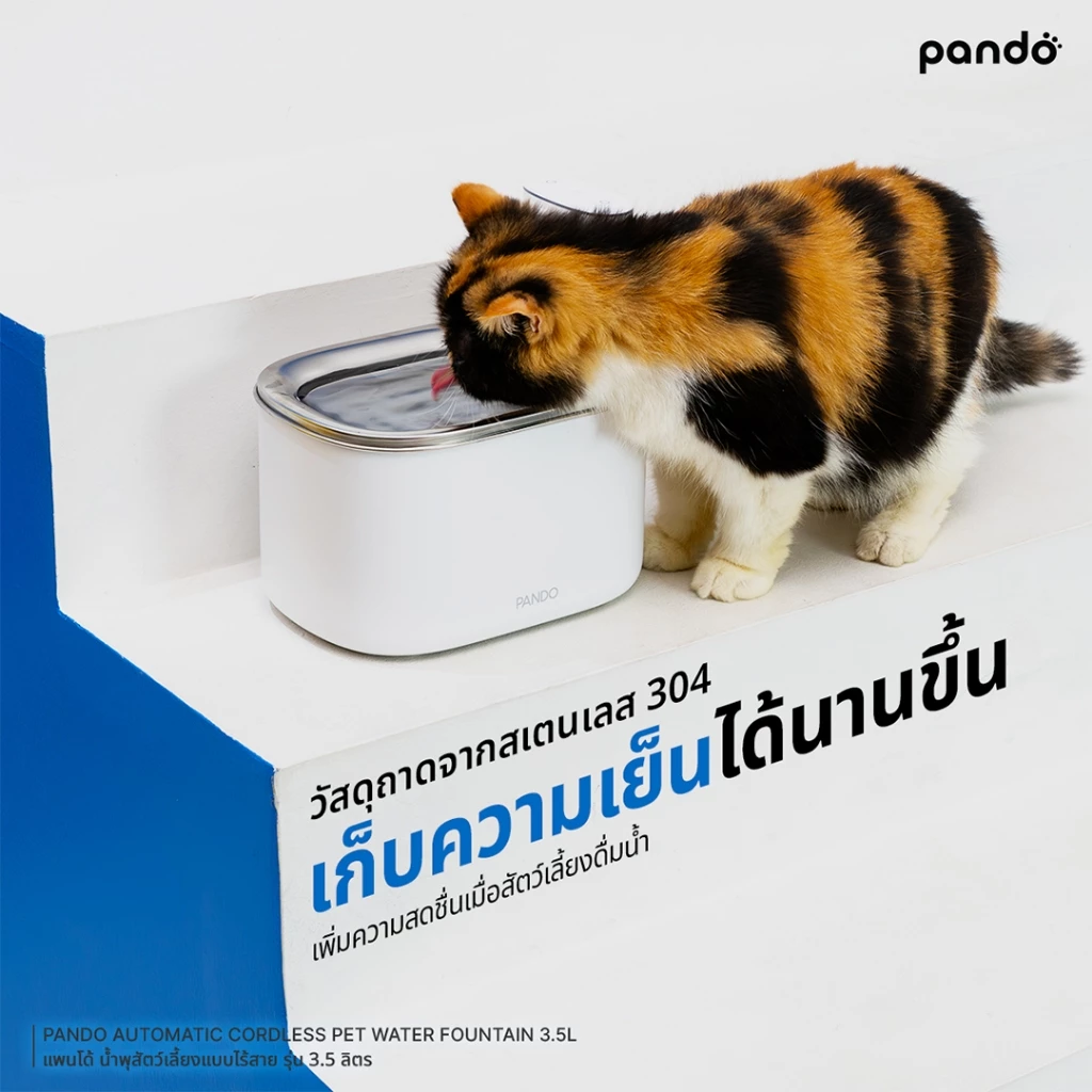 [สินค้าใหม่] PANDO น้ำพุแมว Automatic Cordless Pet Water Fountain รุ่น 3.5 ลิตร น้ำพุสัตว์เลี้ยง น้ำพุแมวไร้สาย thumbnail 9