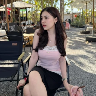crop..shop เสื้อสายเดี่ยว งานสวย น่ารัก ปลายเฉียง สดุดตาสุดๆ สีสดใส สวยลมุนลงตัวมาก