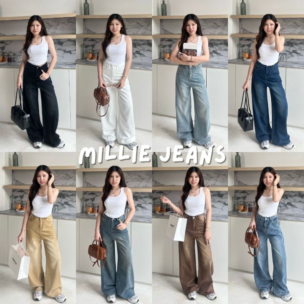 Beberlin กางเกงยีนส์ ขากระบอกใหญ่ สีเฟด รุ่น Millie Jeans / No : 2389