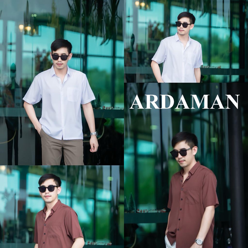 เสื้อเชิ้ตแขนสั้น คอปก เสื้อฮาวาย สวมใส่สบาย ไม่ร้อน ไม่ต้องรีด!!! ทรงโอเวอร์ไซส์ (แขนสั้นคอปก)