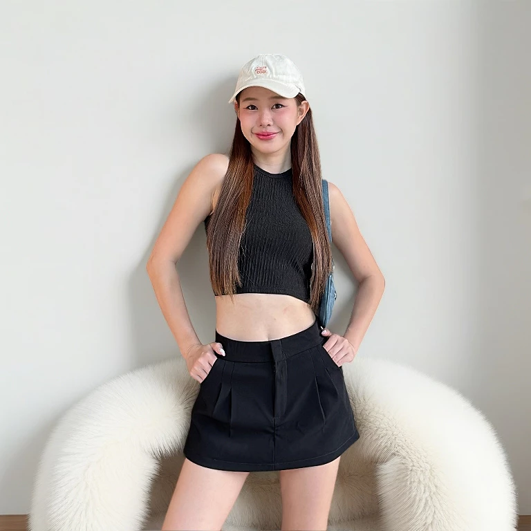 กางเกงกระโปรง ผู้หญิง เอวสูง ผ้าออดี้ ตะขอหน้า ทรงกระโปรงรอบตัว ทรงเป๊ะ รุ่น VK - Pbpants