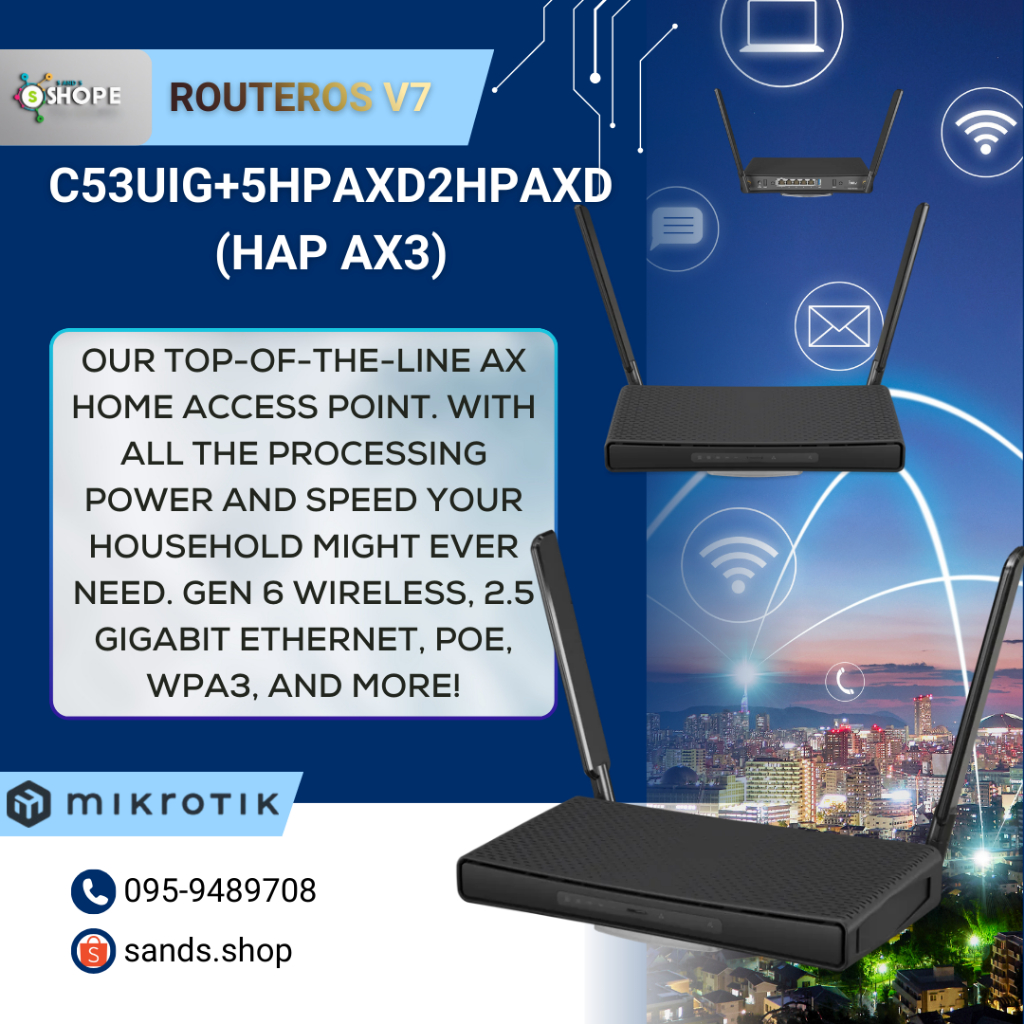 Mikrotik C53UiG+5HPaxD2HPaxD(hAP ax3)⚡️ส่งไว⚡️รับประกัน 1 ปี⚡️ออกใบกำกับภาษีได้⚡️🔥สั่งซื้อได้เลย🔥