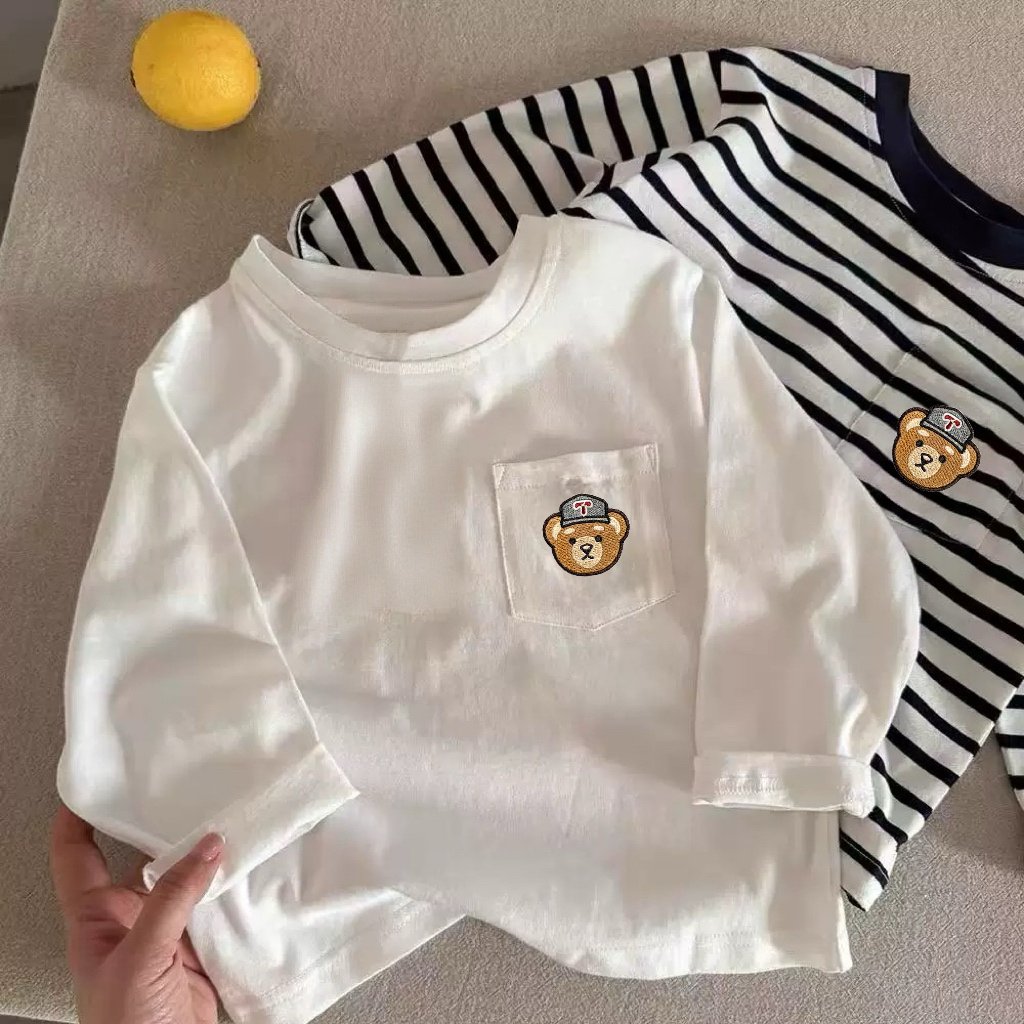 MC188 เสื้อเด็กแขนยาว กันแดด กันลม ผ้านุ่ม ใส่สบาย มีกระเป๋าเสื้อ ลายหมี - รูปที่ 2