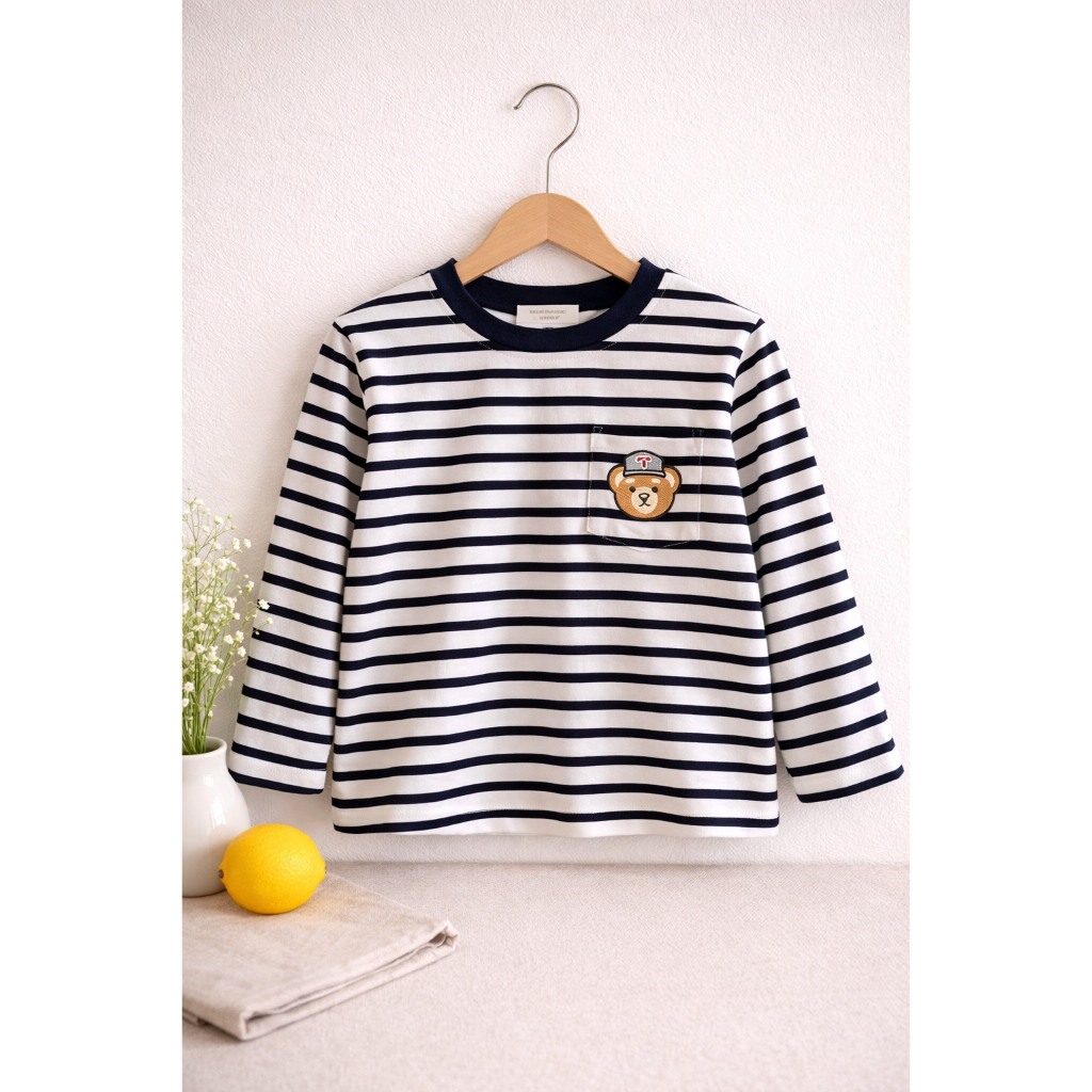 MC188 เสื้อเด็กแขนยาว กันแดด กันลม ผ้านุ่ม ใส่สบาย มีกระเป๋าเสื้อ ลายหมี - รูปที่ 3