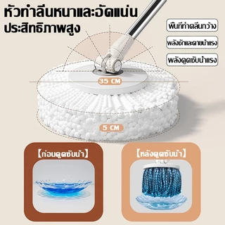 ไม้ถูพื้น ล้อเคลื่อนได้ ไร้มือล้าง เสายืดหดได้ ทนทาน ประหยัดแรง ใช้งานสะดวก ชุดถังปั่นม๊อบ ไม่ถูพื้นถังปั่น Spin Mop