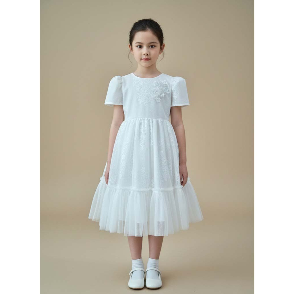 J012 ชุดเดรสเด็กหญิงและแม่ สีออฟไวท์ สวยหรู สามารถใส่ได้ทุกโอกาส​สำคัญ ราคา ถูกที่สุด ดีลบีเคเค แกลเลอรีภาพที่ 2