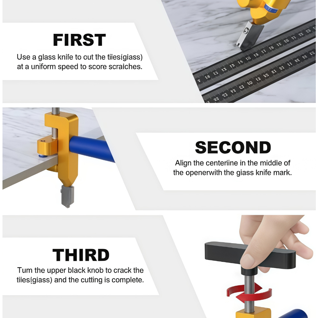 【2 in1】 เครื่องตัดกระเบื้อ เครื่องตัดกระจกชิ้นเดียว เครื่องมือมัลติฟังก์ชั่น ใช้ตัดกระเบื้อง เซรามิก กระจก พกพาสะดวก - รูปที่ 5