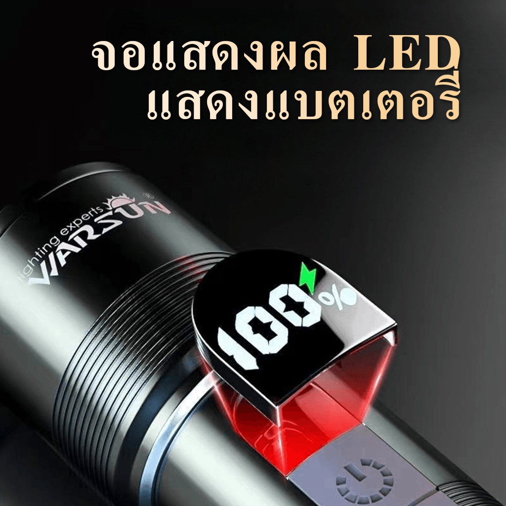 ไฟฉาย LED Warsun NB01  ซูมได้   กันน้ำ IPX5  ชาร์จ Type-C  โหมดไฟ 9 โหมด  แบตเตอรี่ชาร์จได้  สำหรับกิจกรรมกลางแจ้ง - รูปที่ 3