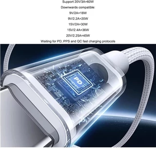 【 รับประกัน 1 ปี】PD 45W charger+สายชาร์จ Type-C ถัก 60W Dual USB-C สําหรับ I&P 17Pro Max สมาร์ทโฟนอื่นๆ ความเร็วเต็ม