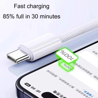 【 รับประกัน 1 ปี】PD 45W charger+สายชาร์จ Type-C ถัก 60W Dual USB-C สําหรับ I&P 17Pro Max สมาร์ทโฟนอื่นๆ ความเร็วเต็ม