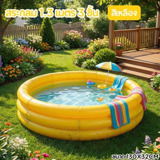 MeeMeeBaby สระน้ำเป่าลมทรงกลมลายการ์ตูน  พื้นเป่าลมกันกระแทก…