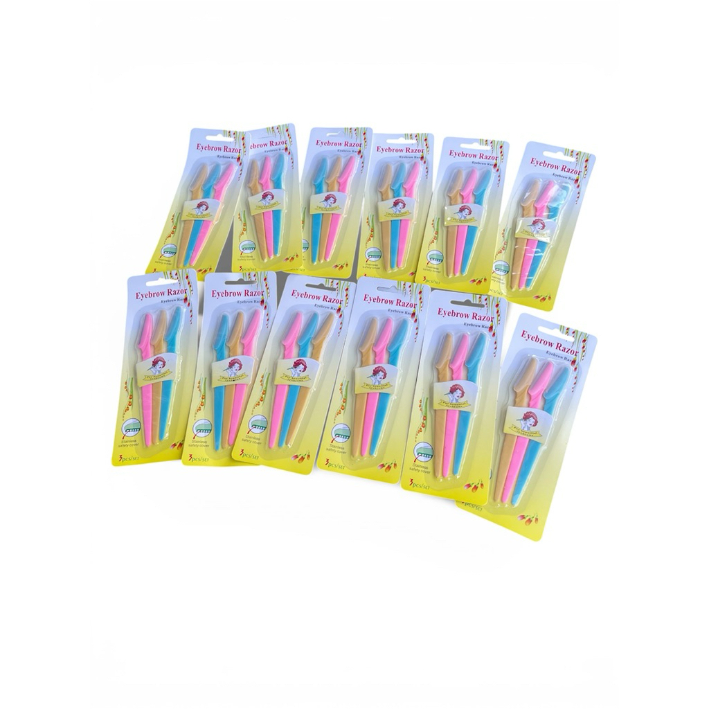 มีดโกนกันคิ้ว แผง 3ชิ้น แพคละ 12แผง ราคา 129บาท