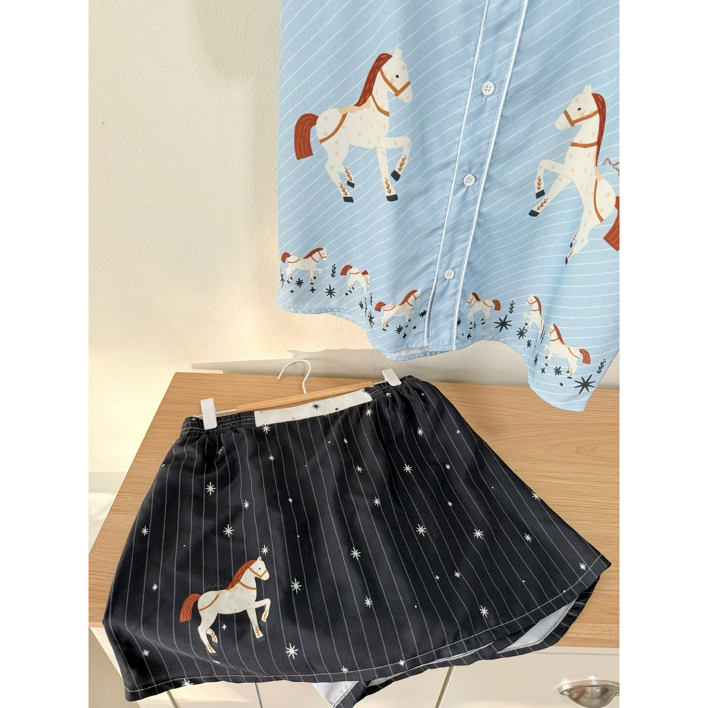 Horse with star เสื้อเชิ้ตสีฟ้าลายม้า ราคา ถูกที่สุด ดีลบีเคเค แกลเลอรีภาพที่ 8