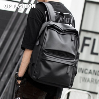 กระเป๋าเป้หนัง PVC กันน้ำ สำหรับผู้ชายผู้หญิง นักเรียน นักศึ…