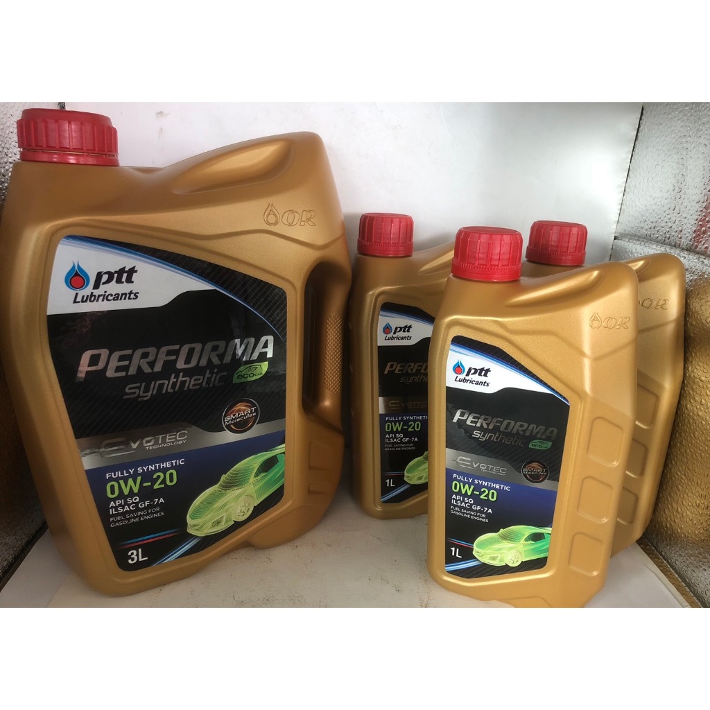 น้ำมันเครื่องเบนซินสังเคราะห์ PTT Performa Syn ECO 0W-20 SQ ขนาด 3 L. หรือ 1 L.* 3 กระป๋อง *โฉมใหม่*