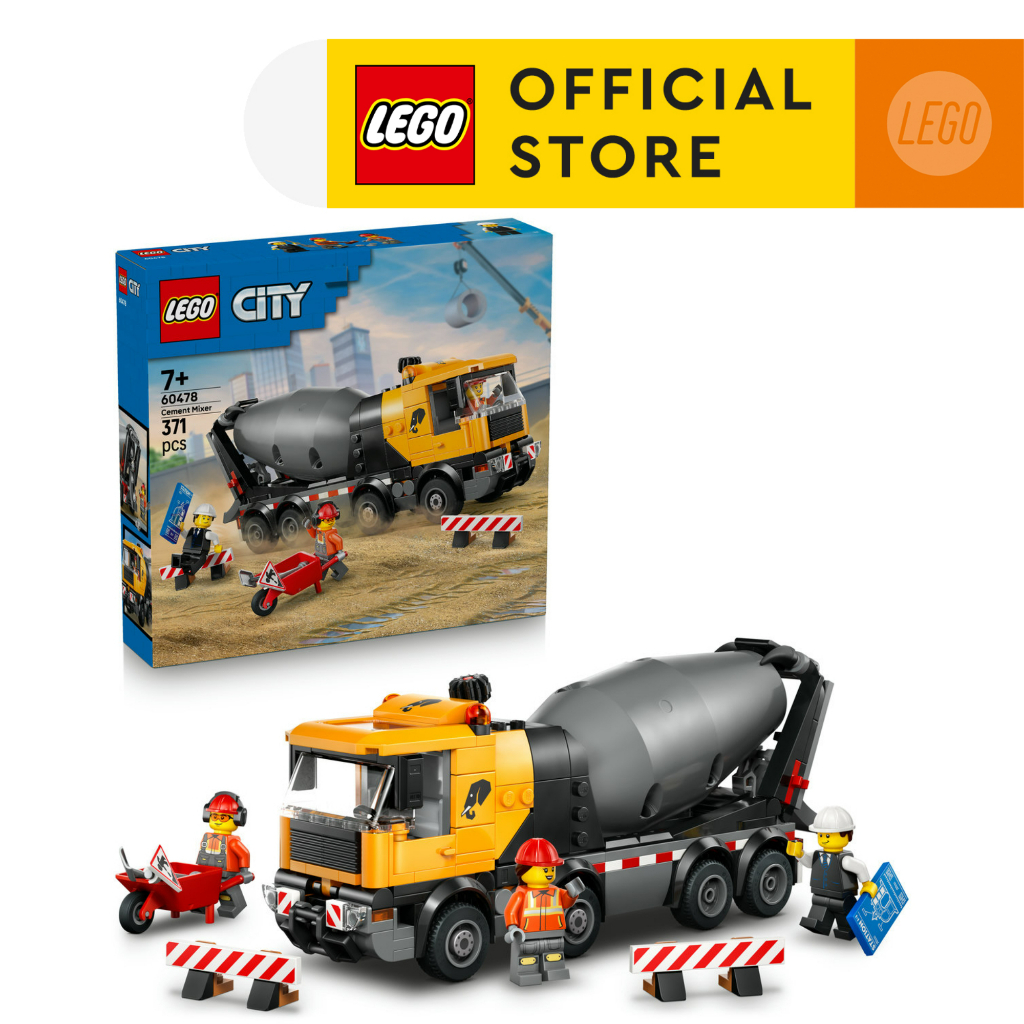 LEGO City 60478 Cement Mixer (371pcs.), Building Blocks, Kids Toy