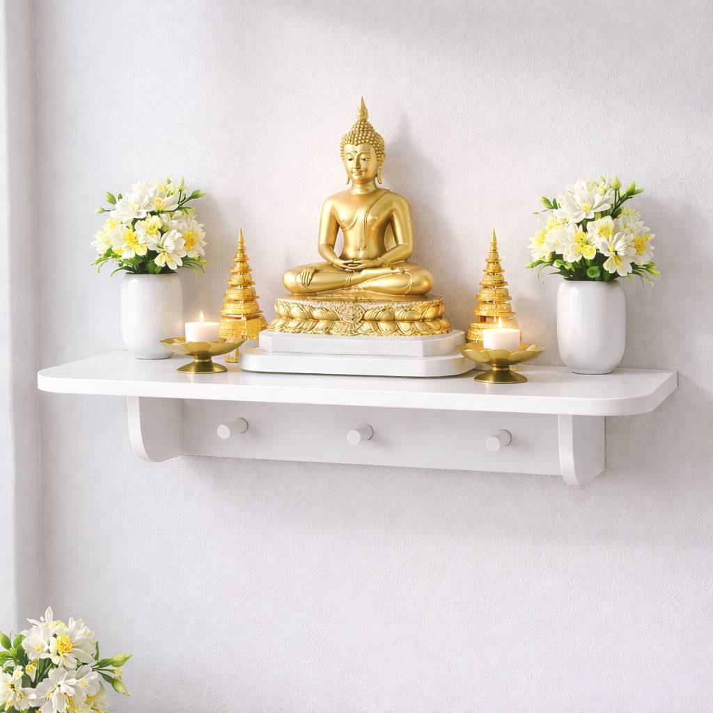 สินค้าพร้อมส่ง หิ้งพระ MoMo หิ้งพระติดผนังสไตล์มินิมอล สีขาว
