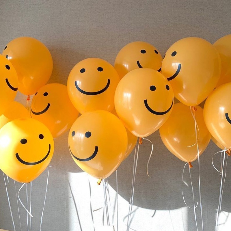 ลูกโป่งยิ้ม ขนาด10นิ้วลูกโป่งยางรูปใบหน้ายิ้มสําหรับตกแต่งงานปาร์ตี้
