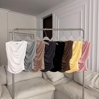 PTPL233 เสื้อปาดไหล่จีบเอวPROMTHONG