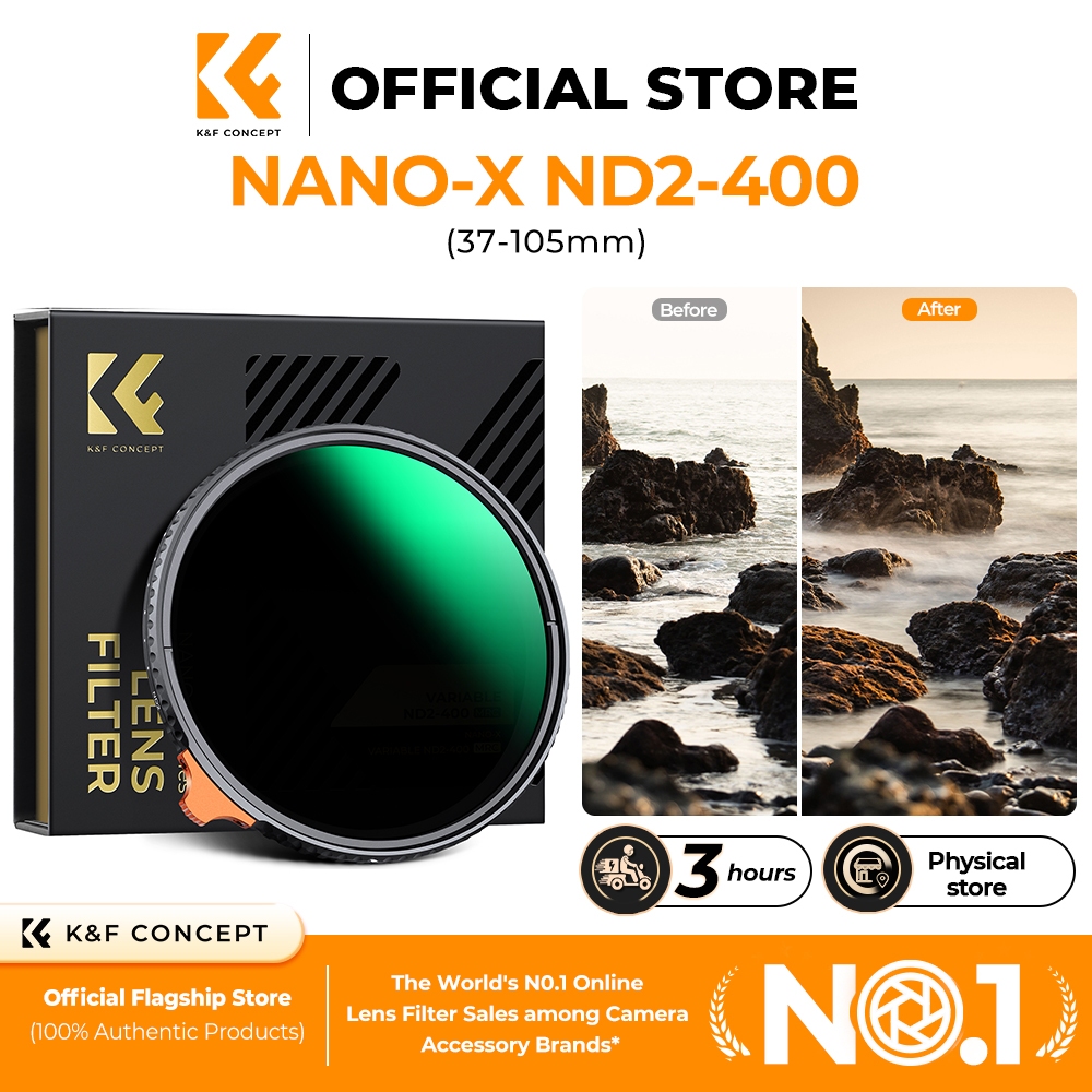 K&F CONCEPT NANO-X Series ND2-400 ฟิลเตอร์ ND ปรับได้ กันน้ำ กันรอย ลดแสงสะท้อน Dynamic blur