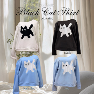 Black Cat Shirt เสื้อน้องแมวดำ🐱🖤 เสื้อสเวทเตอร์ เสื้อแขนยาว …