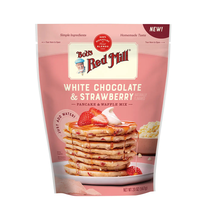 Bob's Red Mill White Chocolate Chip Strawberry Pancake & Waffle Mix | แป้งแพนเค้กและวาฟเฟิลรสสตรอว์เบอร์รีไวท์ช็อกโกแลต