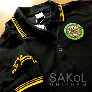 SAKOL โปโลผ้าTK มีปักแขน+ปักหลัง เสื้อโปโล สีดำ เสื้อดำ ดำ ปักตรา อปท มหาดไทย ท้องถิ่น อบต เทศบาล