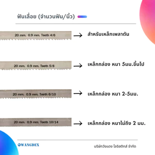 ใบเลื่อยสายพานตัดเหล็ก ขนาด 20 mm.(19) ยาว 2360 mm. (เลือกฟัน) Hi-Speed M42 ความยาวสั่งตัดได้