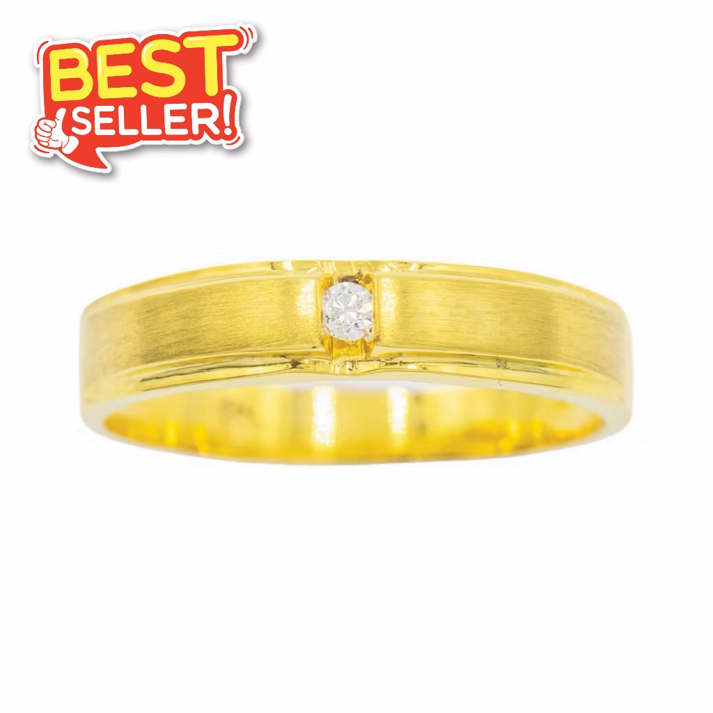 Happy Jewelry แหวนเม็ดเดี่ยว ใส่ได้ทั้ง ชาย หญิง แหวนเพชร แหวนทองเพชรแท้ ทองแท้ 37.5% ME631