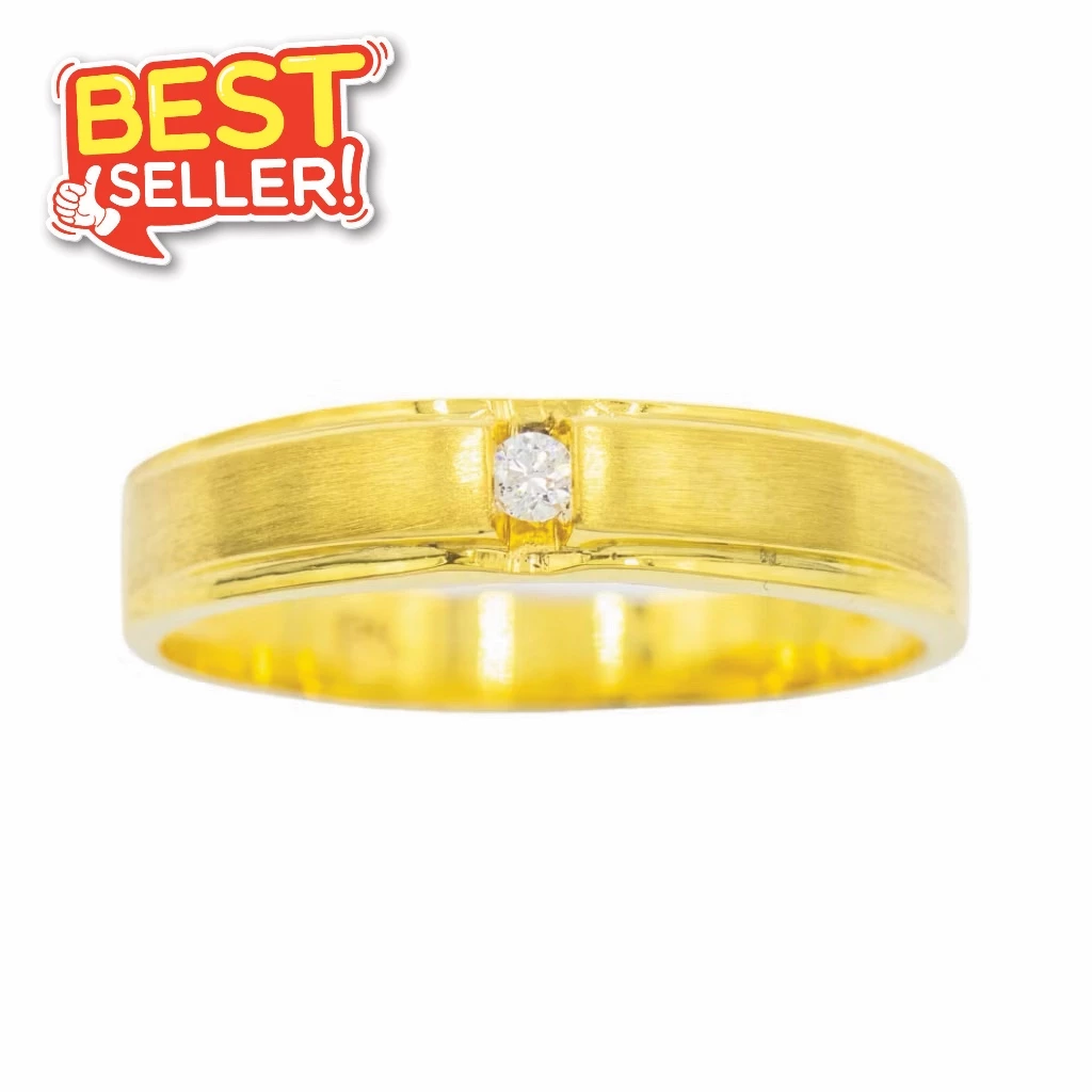Happy Jewelry แหวนเม็ดเดี่ยว ใส่ได้ทั้ง ชาย หญิง แหวนเพชร แหวนทองเพชรแท้ ทองแท้ 37.5% ME631