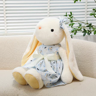 ตุ๊กตากระต่ายหูยาวสีขาวใส่เสื้อผ้า ตุ๊กตานุ่ม ของขวัญเทศกาล วันเกิด สามารถสั่งปักชื่อได้ ขนาด 35~60 ซม.